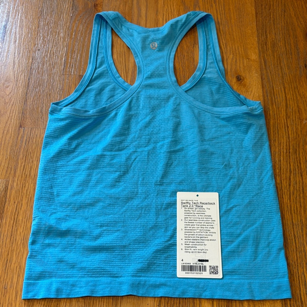Lululemon swiftly tech racerback tank 2.0  Tank Top size 4 blue